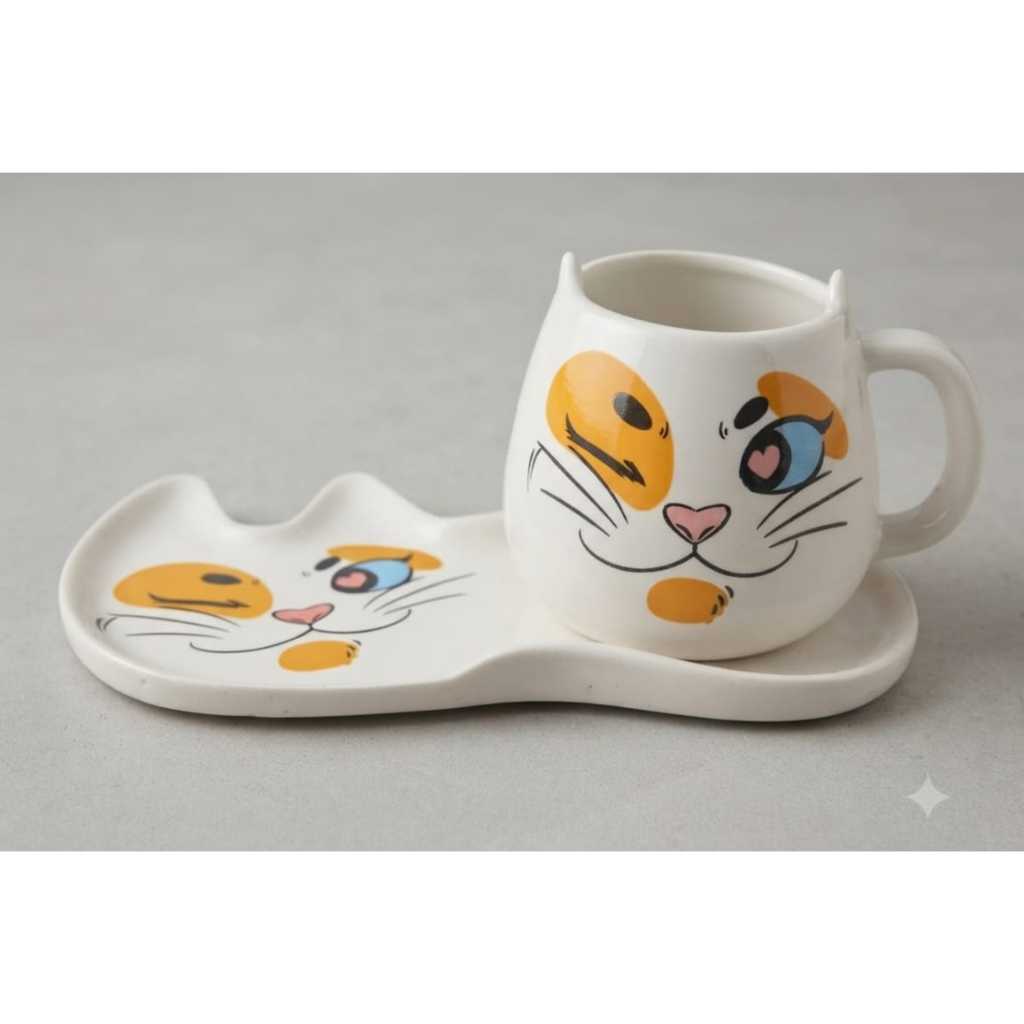 Kit Caneca Café Chá Gato Carinhas Divert ...
